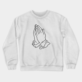 minimalistic line art praying hands in black (tattoo) Crewneck Sweatshirt